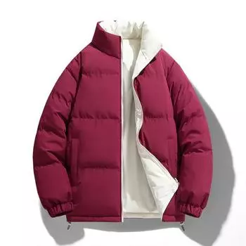 Новая мужская бархатная утолщенная хлопковая подкладка, корейская версия, воротник-стойка, свободная, большого размера, однотонная, теплая, повседневная хлопковая одежда S