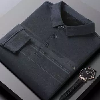 Новая мужская бархатная утолщенная рубашка поло с длинными рукавами, мужская с лацканами, простая деловая, для молодежи и среднего возраста, свободная, большого размера M