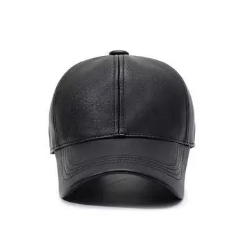 Новая мужская бейсболка повседневная кожаная шляпа теплая для пожилых мужчин простая кепка Adjustable чёрный