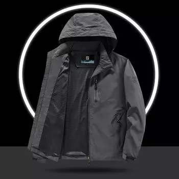 Новая мужская быстросохнущая куртка, куртка на весну и осень, ветрозащитная, водонепроницаемая, съемная шапка, многокарманный спортивный топ для мужчин M
