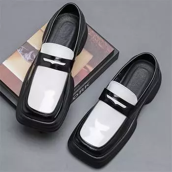 Новая мужская черно-белая смешанная толстая подошва увеличивающая рост повседневная обувь мужские лоферы с ремешком-монком Tenis Masculino Zapatos Hombre 38
