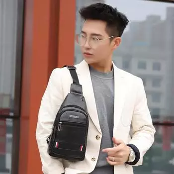 Новая мужская деловая сумка на грудь, спортивная водонепроницаемая сумка через плечо для велоспорта, повседневная сумка на грудь 17X5X30cm чёрный