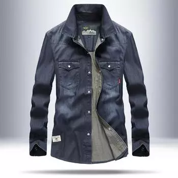 Новая мужская джинсовая рубашка, мужская повседневная одежда с длинными рукавами, рубашка на весну и осень S