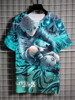 Новая мужская футболка Anime Blue Lock с 3D-печатью, повседневная мода, с короткими рукавами, свободная уличная одежда в стиле аниме S