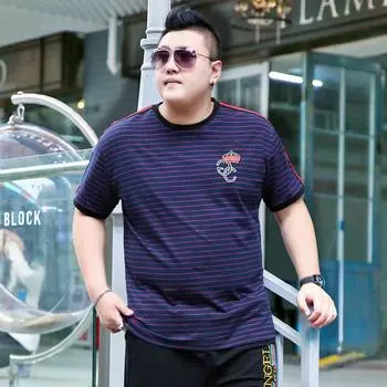 Новая мужская футболка больших размеров с круглым вырезом, полосатая футболка с короткими рукавами, футболка большого размера, рубашка большого размера 2XL фиолетовый