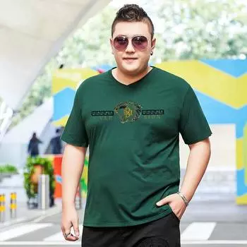 Новая мужская футболка больших размеров с v-образным вырезом, повседневная футболка Fat Man, очень большая XXXXL 2XL чёрный