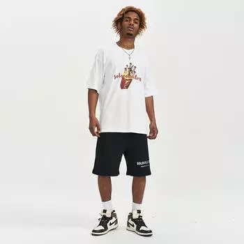 Новая мужская футболка большого размера с короткими рукавами из чистого хлопка, модная свободная футболка в гонконгском стиле для мужчин S белый