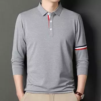Новая мужская футболка-поло для гольфа осень 2024 года. Модная, молодежная, удобная, деловая и повседневная футболка с длинными рукавами и лацканами. S белый