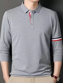 Новая мужская футболка-поло с длинными рукавами на весну и осень, мужская простая деловая молодежная свободная одежда большого размера для папы M