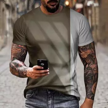 Новая мужская футболка с 3D лоскутным принтом, летняя модная праздничная уличная мягкая повседневная футболка с короткими рукавами s-5XL S белый