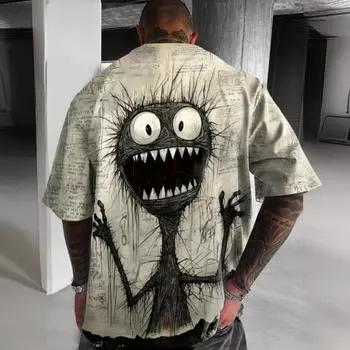 Новая мужская футболка с 3D-принтом, футболка для мужчин, летняя забавная мужская одежда, свободная футболка большого размера с коротким рукавом, американская ретро-футболка, топ S