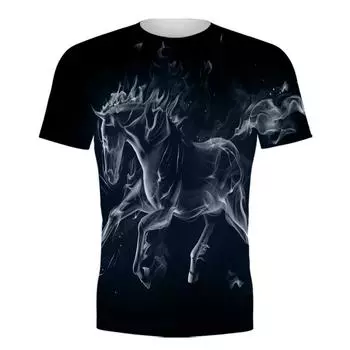 Новая мужская футболка с 3D принтом и рисунком лошади, повседневная футболка с короткими рукавами и большим размером, новая мужская футболка XS