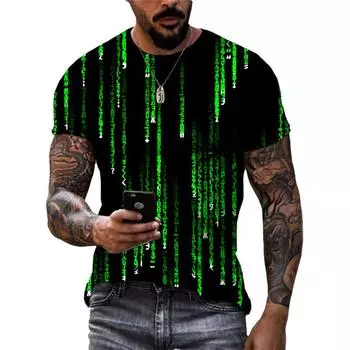 Новая мужская футболка с цифровым рисунком и технологией Street Hip Hop Trend, топы с круглым вырезом, индивидуальная модная повседневная одежда с короткими рукавами 6XL