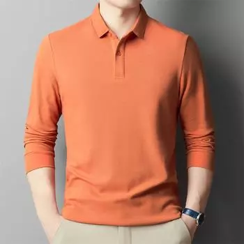 Новая мужская футболка с длинными рукавами, мужская деловая рубашка для людей среднего возраста, осенне-зимняя рубашка-поло для папы M