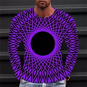 Новая мужская футболка с графическим принтом и круглым вырезом, одежда с 3D-принтом, повседневная, с длинным рукавом, дизайнерская, простая L