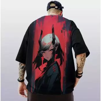Новая мужская футболка с изображением аниме-персонажа, 3D-принт, короткий рукав, футболки для мужчин, уличная модная мужская одежда, свободный, большой, быстросохнущий свитер S