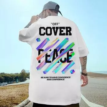 Новая мужская футболка с принтом в виде разноцветных полосок, короткий рукав, летняя повседневная футболка для мужчин, свободные свободные топы Harajuku S