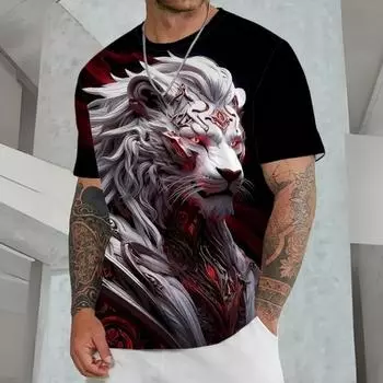 Новая мужская футболка с принтом животных 3D, повседневная мужская одежда в стиле ретро, летние свободные футболки с коротким рукавом, спортивная рубашка большого размера S