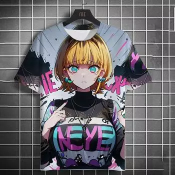 Новая мужская футболка с рисунком девушки из аниме, 3D-принт, короткий рукав, уличная хип-хоп модная футболка, удобная повседневная мужская футболка 3XL