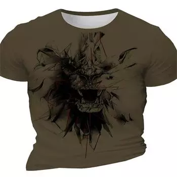 Новая мужская футболка со львом, модная футболка с 3d принтом, повседневная футболка с животным рисунком, летние мужские топы с короткими рукавами, уличные футболки большого размера 3XL