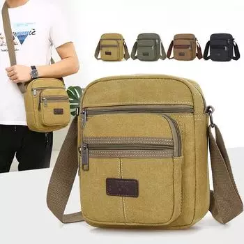 Новая мужская холщовая сумка через плечо для отдыха и путешествий, мужская деловая сумка-мессенджер 23*20*8 чёрный