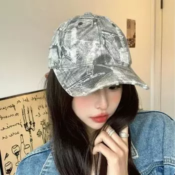 Новая мужская и женская бейсболка с карманами, с принтом тай-дай, с рваными краями, модная, индивидуальная, для взрослых, солнцезащитная кепка M56-58cm синий