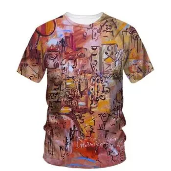 Новая мужская и женская футболка в стиле хип-хоп, летняя модная одежда, граффити, графика, повседневная уличная одежда с 3D принтом, футболки большого размера XXS