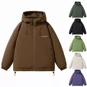 Новая мужская и женская рабочая одежда в стиле ретро для спорта и отдыха, утепленная хлопковая куртка L чёрный