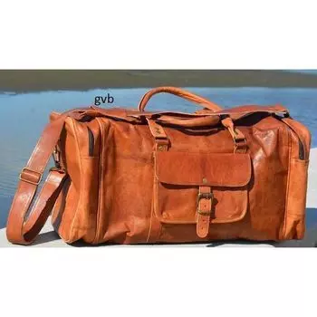 Новая мужская коричневая винтажная спортивная сумка из натуральной натуральной козьей кожи для дорожного багажа 24 X09 X 09 коричневый