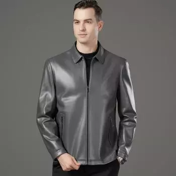 Новая мужская кожаная куртка, куртка среднего возраста из замши, деловая повседневная утолщенная теплая куртка из овчины для папы 170