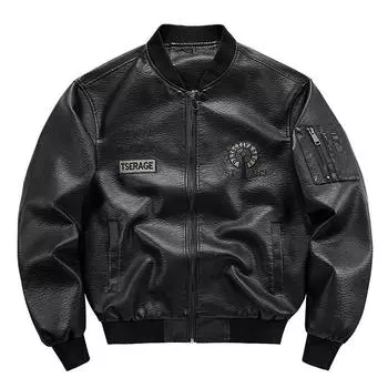 Новая мужская кожаная куртка, новая универсальная молодежная красивая кожаная куртка, тонкая мотоциклетная куртка в корейском стиле, большой размер кожа M чёрный
