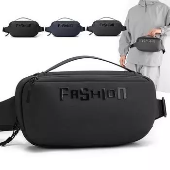 Новая мужская кожаная нагрудная сумка с водонепроницаемой поясной сумкой и сумкой-слингом для поездок на работу и путешествий. Нагрудная сумка большой вместимости для работы и путешествий. чёрный