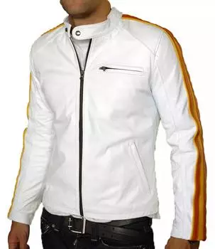 Новая мужская куртка белого цвета из натуральной овчины, натуральная кожа ручной работы, мягкая, стильная S белый