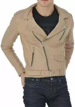 Новая мужская куртка бежевого цвета из натуральной овчины, натуральная кожа ручной работы из овчины, мягкая, стильная S бежевый