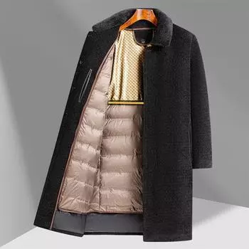 Новая мужская куртка Chenier с длинным отложным воротником из шелкового флиса Mulberry, повседневная куртка с подкладкой 175 темно-синий