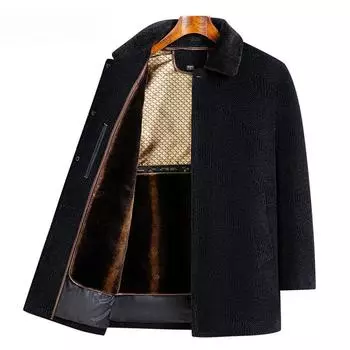 Новая мужская куртка Chenier с меховым воротником средней и длинной длины с норковой плюшевой подкладкой, устойчивая к холоду 175 темно-синий