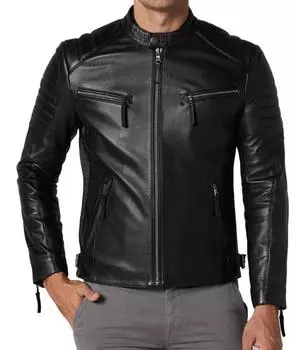 Новая мужская куртка черного цвета, стильная, из натуральной овчины, ручная работа, мягкая, настоящая овчина S чёрный