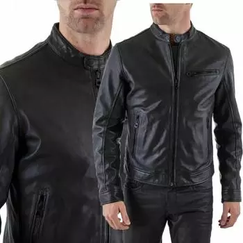 Новая мужская куртка черного цвета, стильная, из натуральной кожи ягненка, ручная работа, мягкая кожа ягненка S чёрный