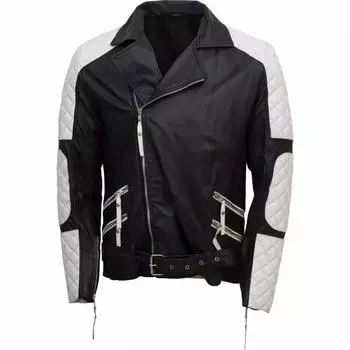 Новая мужская куртка черного и белого цвета из натуральной овчины, натуральная кожа ручной работы, мягкая, стильная S чёрный/белый