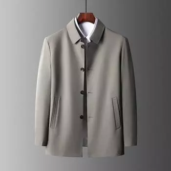 Новая мужская куртка делового повседневного покроя с однобортным лацканом среднего возраста, однотонная весенне-осенняя тонкая мужская куртка 170 темно-синий