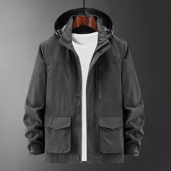 Новая мужская куртка для активного отдыха, быстросохнущая, многокарманная, тренчкот, однотонный, на молнии, повседневный M