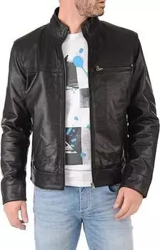 Новая мужская куртка из черной кожи ручной работы из натуральной овчины, стильная мотоциклетная, мягкая посадка S чёрный