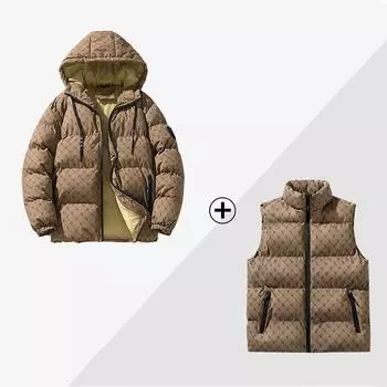 Новая мужская куртка из двух частей с хлопковой подкладкой и капюшоном, жилет с буквой B и хлопковой подкладкой XL розовый