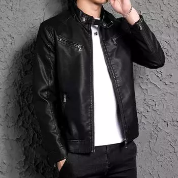 Новая мужская куртка из искусственной кожи, модная повседневная мужская кожаная куртка на весну и осень, внешний тонкий тренд M