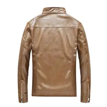 Новая мужская куртка из искусственной кожи, мужская корейская версия, модная мужская кожаная куртка с воротником-стойкой M
