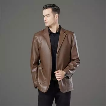 Новая мужская куртка из натуральной кожи для осени и зимы, высококачественная деловая повседневная ветрозащитная кожаная куртка M