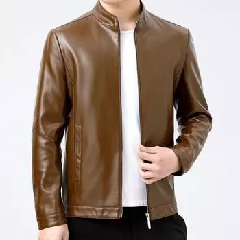 Новая мужская куртка из натуральной кожи для молодежи и среднего возраста, осенне-зимняя куртка из плюшевой кожи, овчина, деловой воротник-стойка 170