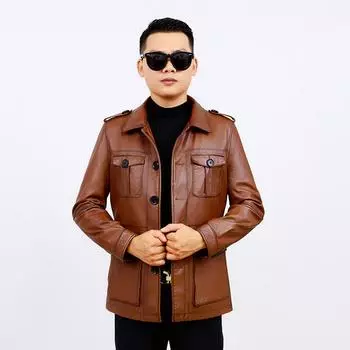 Новая мужская куртка из натуральной кожи с масляным воском, охотничья кожаная куртка первого слоя из коровьей кожи, модная деловая куртка L