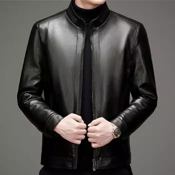 Новая мужская куртка из натуральной кожи, мужская бархатная утолщенная меховая куртка-комбинезон с воротником-стойкой, модный стиль M