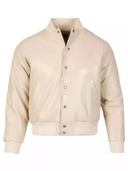 Новая мужская куртка кремового цвета из натуральной овчины, натуральная кожа ручной работы из овчины, мягкая, стильная S кремовый